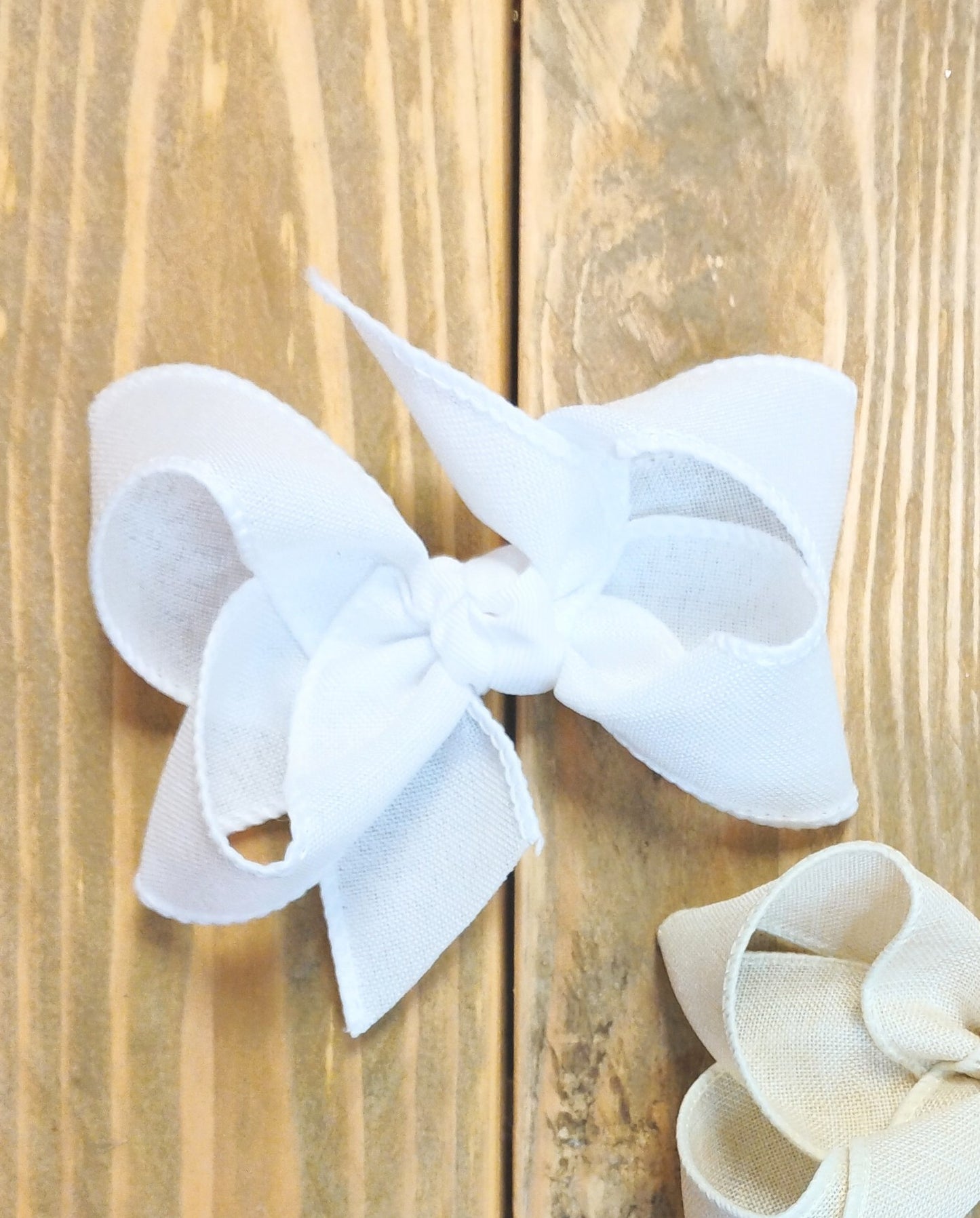 Beyond Creations 4.5" Linen Bows (White, Antique White, Denim)