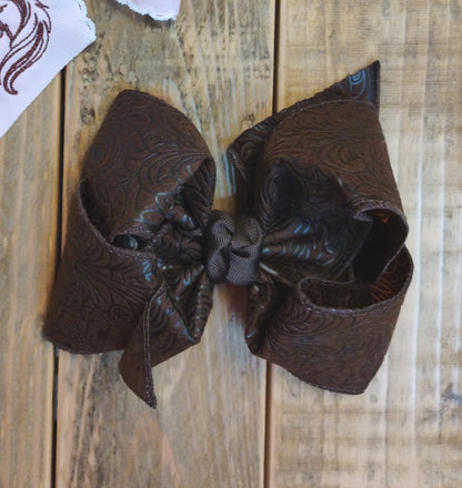 Beyond Creations 5.5" Rodeo Inspired Bows (Pink Horse, Brown Embossed)
