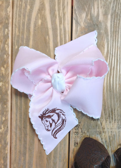 Beyond Creations 5.5" Rodeo Inspired Bows (Pink Horse, Brown Embossed)