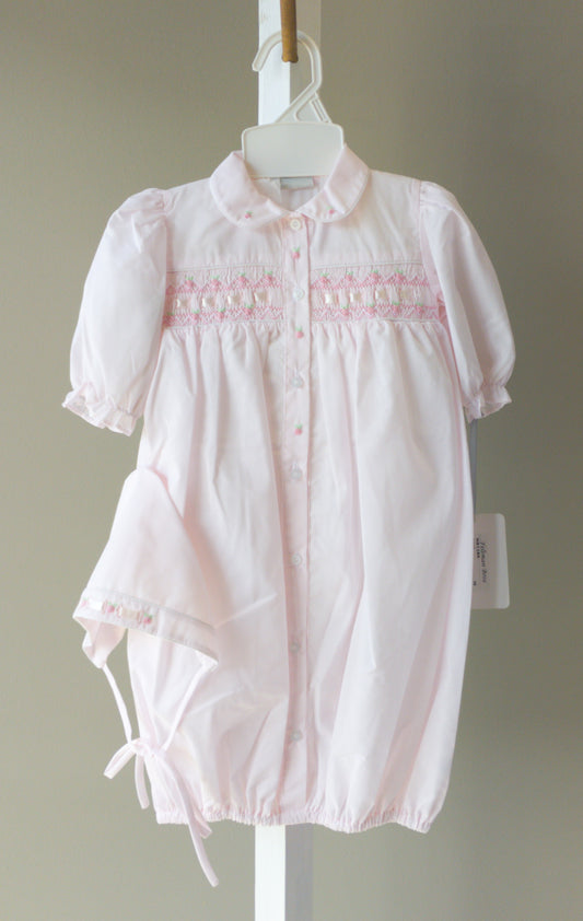 Feltman Brothers Pink Ribbon Smocked Gown Newborn