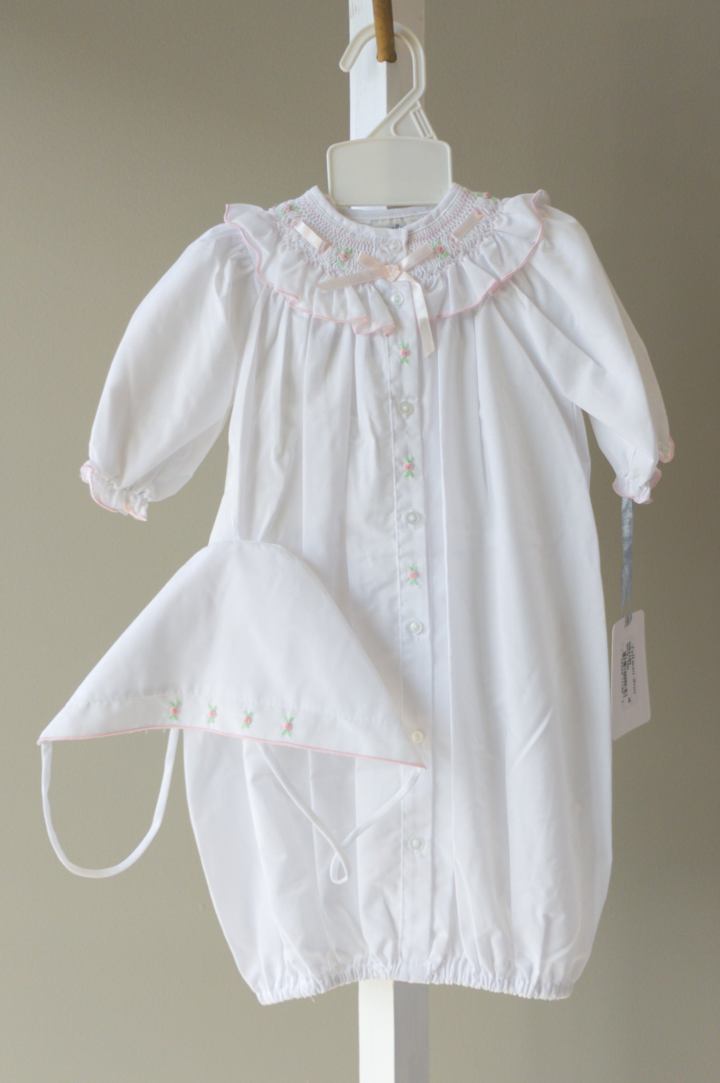 Feltman Brothers Ribbon Ruffle Smocked Gown (Preemie, Newborn)