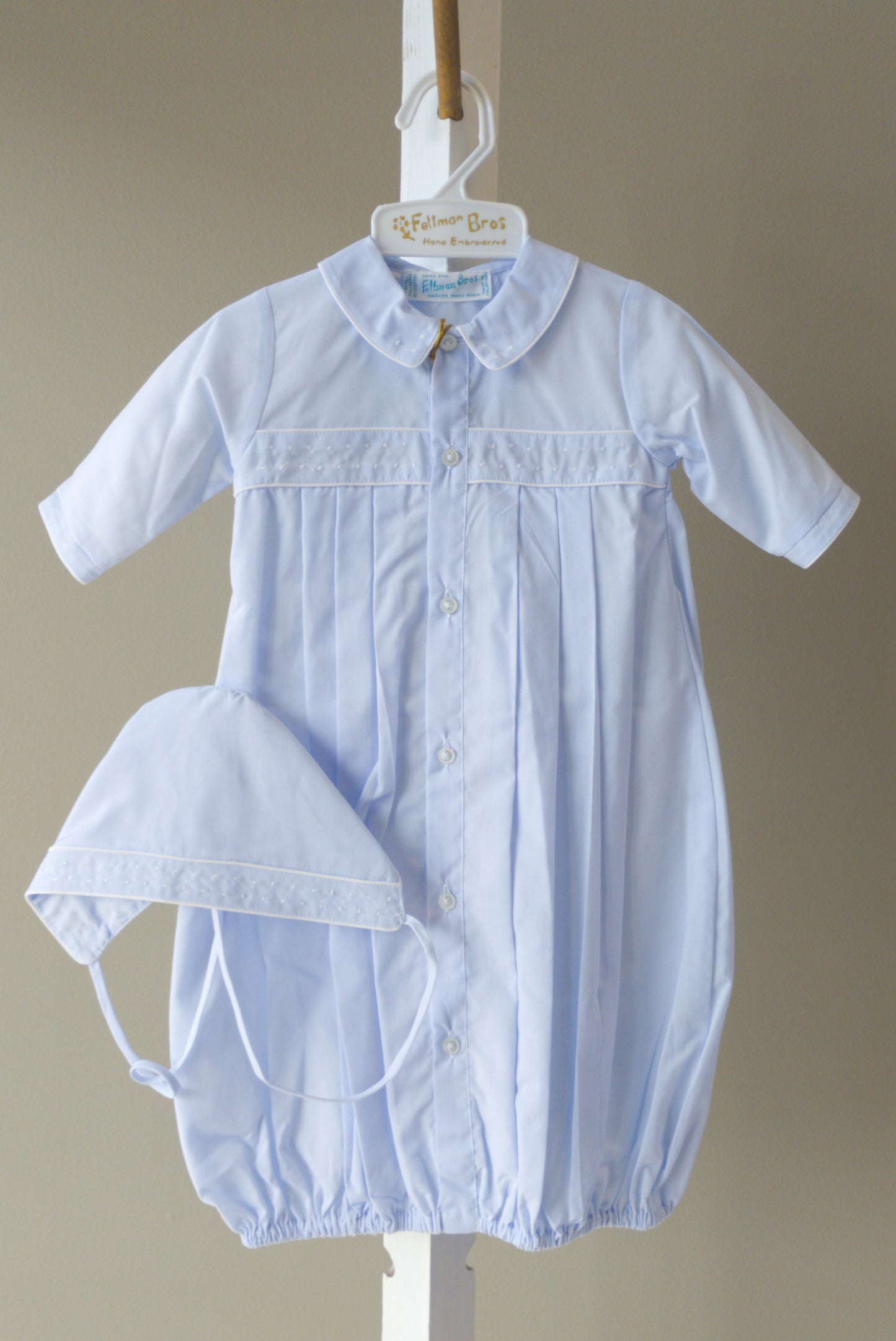Feltman Brothers Take Me Home Gowns (Natural White, Blue Dot)(Preemie, NB)