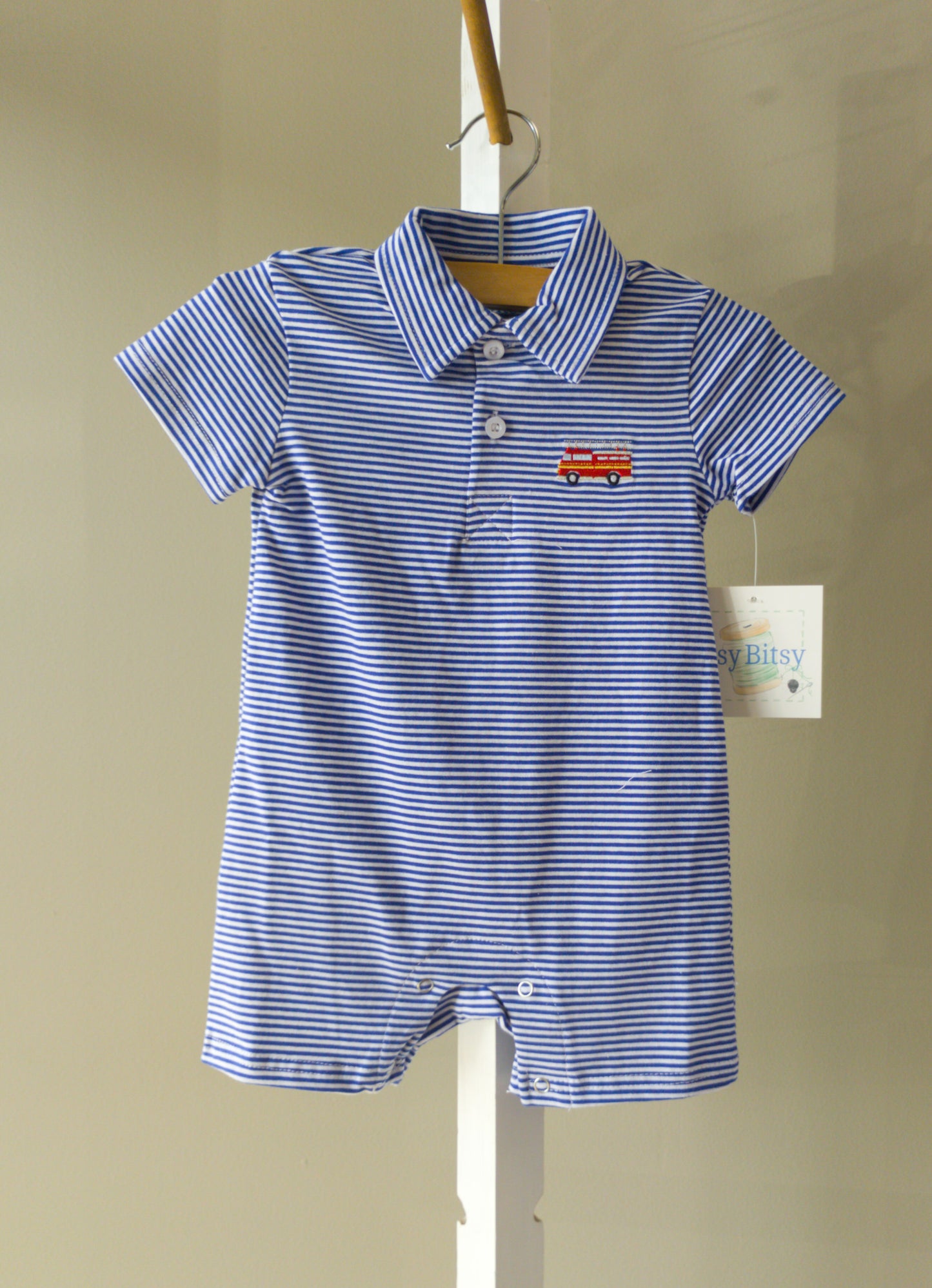 Itsy Bitsy Firetruck Polo Romper