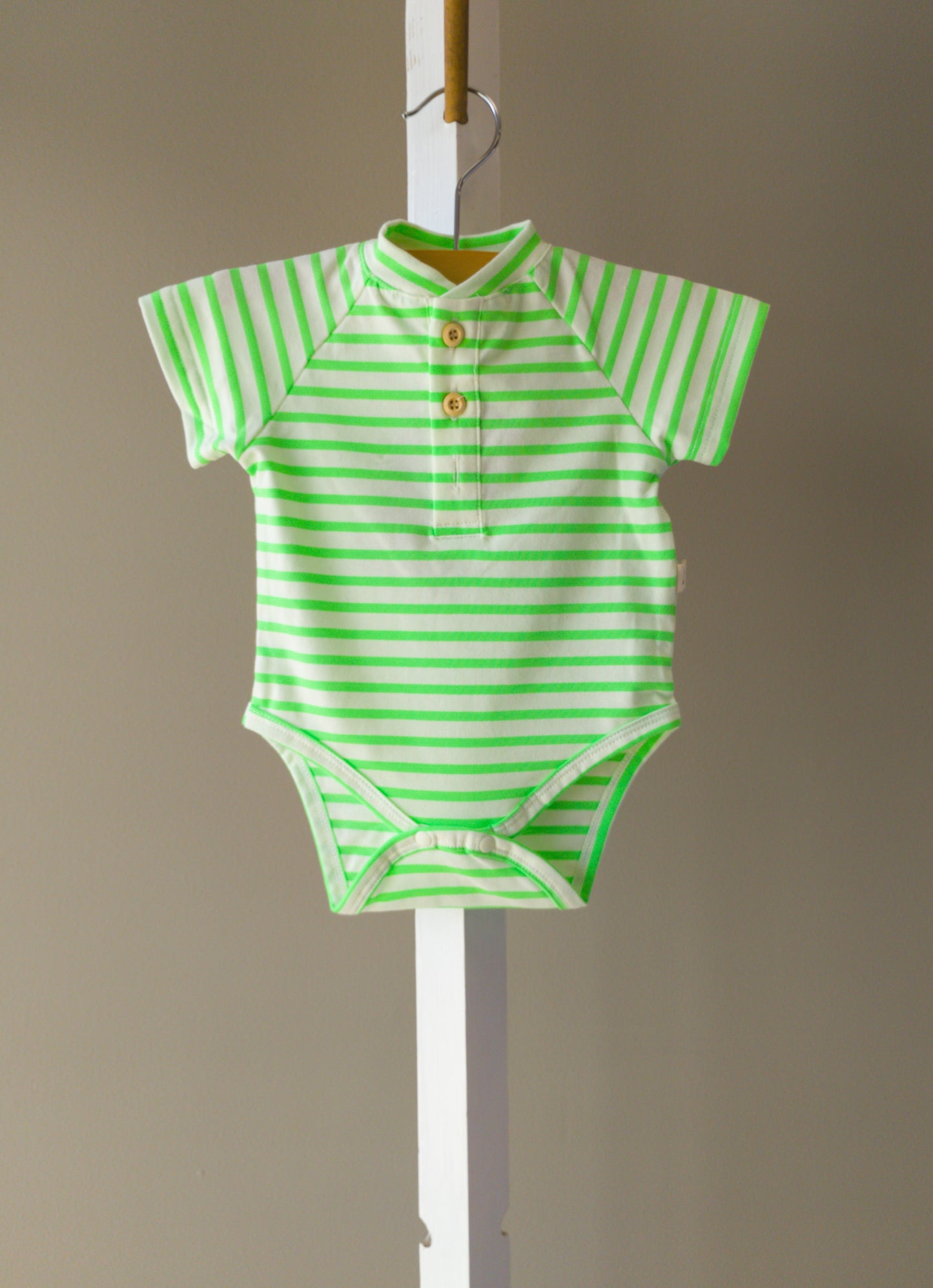 Me and Henry Raglan Neon Green Jersey Onesie
