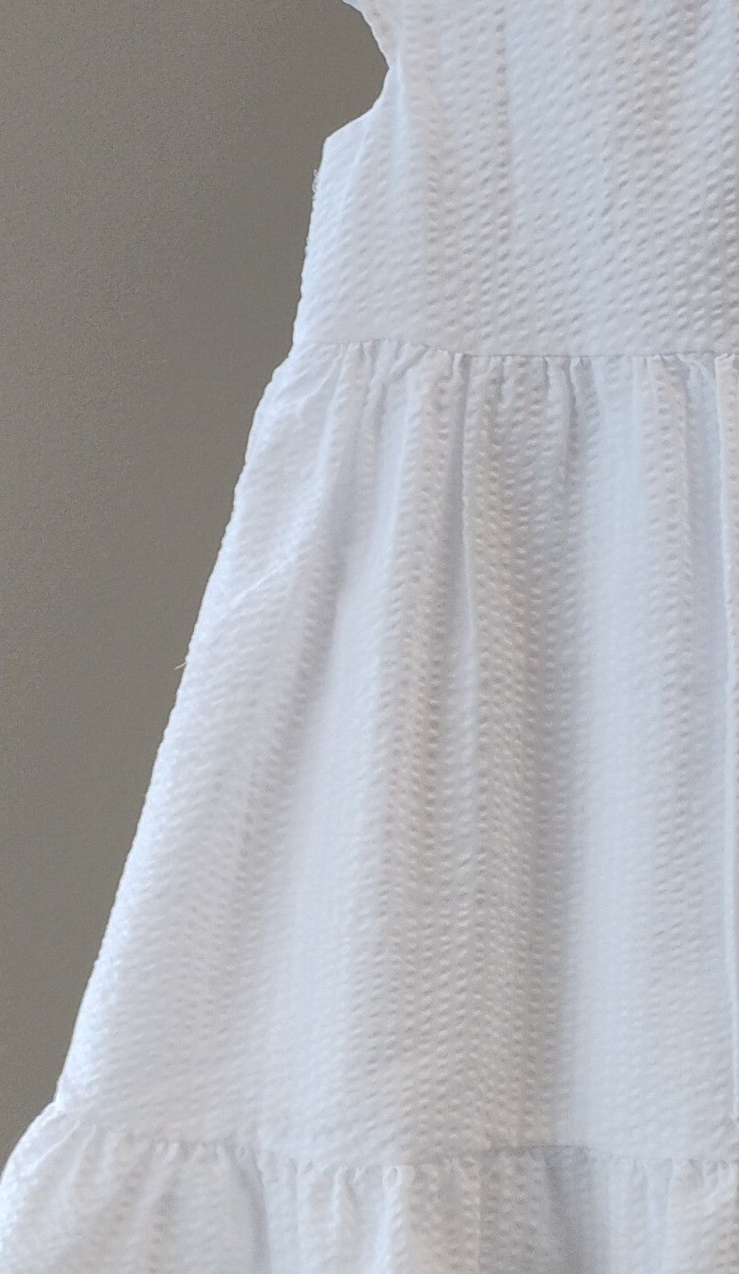 Girls White Seersucker Dress
