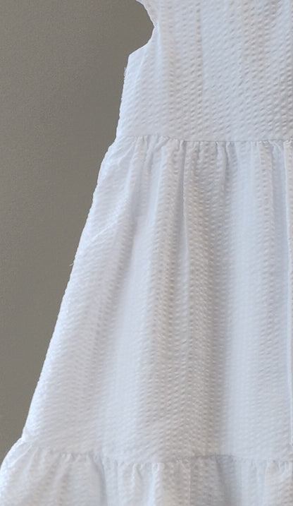 Girls White Seersucker Dress