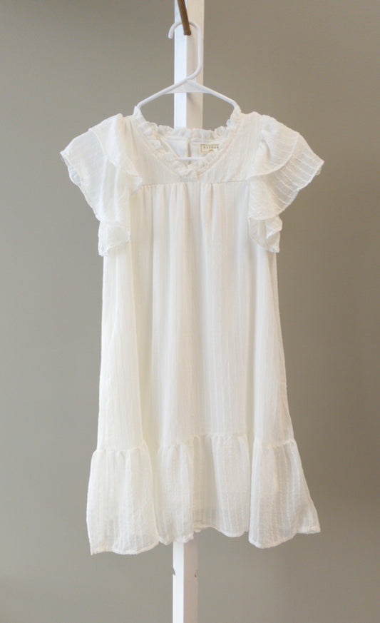 Hayden Girls Off White V-neck Ruffle Dress
