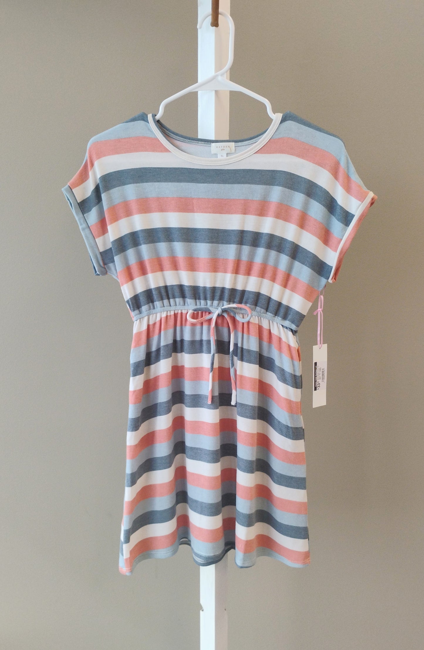 Hayden Girls Stripe Terry Waist Mini Dress