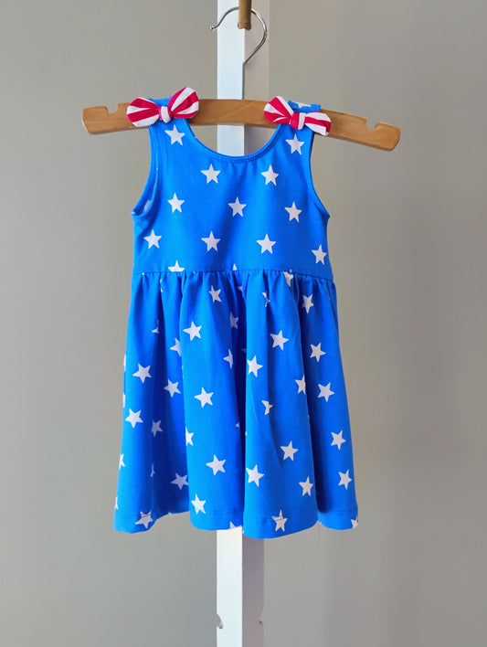 Ruffle Butts Stars and Stripes Tie Shoulder Twirl Dress