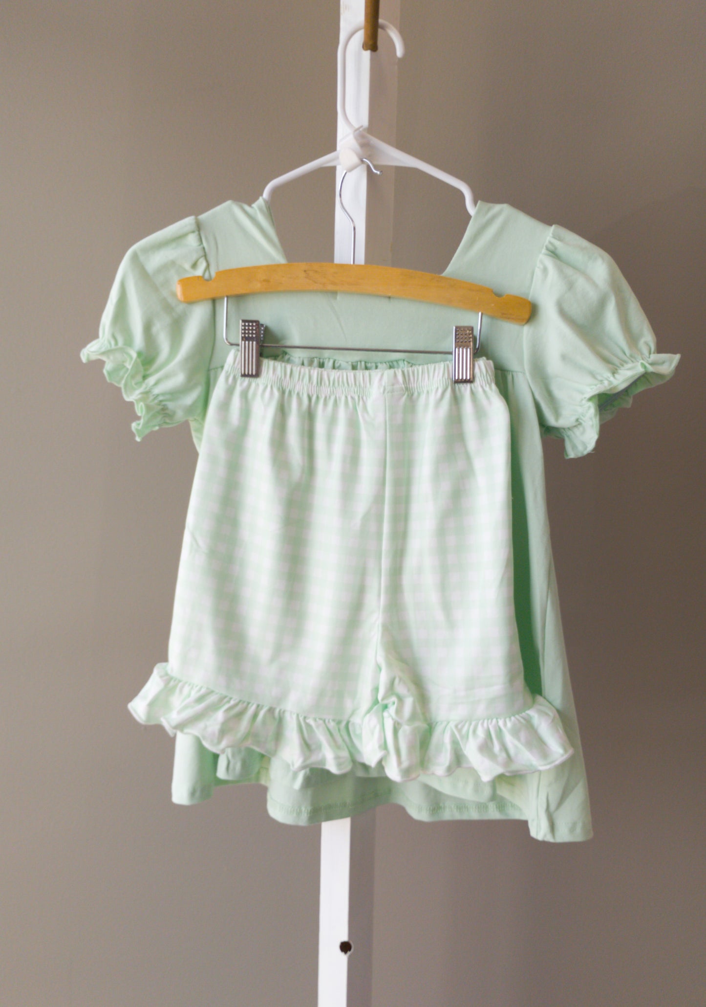 Faire Orchard Trio Apple Embroidered Ruffle Short Set