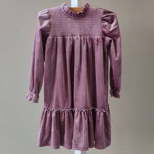 Oopsie Daisy Girls Dusty Rose Smocked Velvet