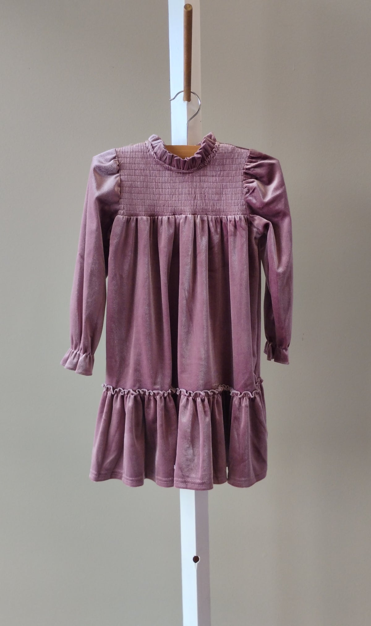 Oopsie Daisy Girls Dusty Rose Smocked Velvet