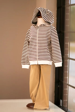 Parson Zipped Hooded Top Tan/Cream