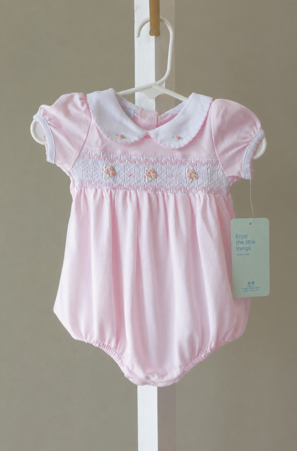 Magnolia Baby Lillian Pink Smocked Bubble