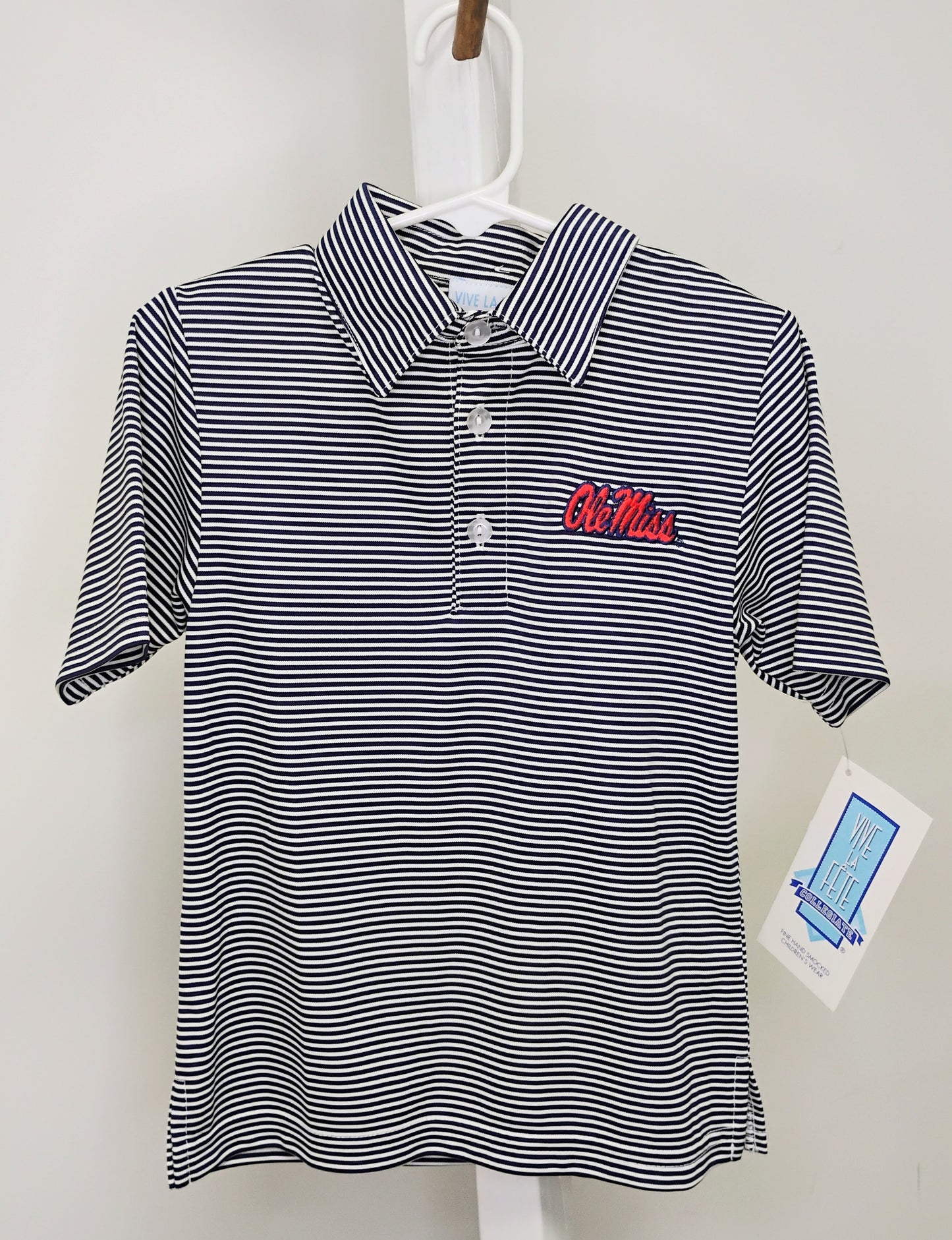 Ole Miss College Striped Boy Polo