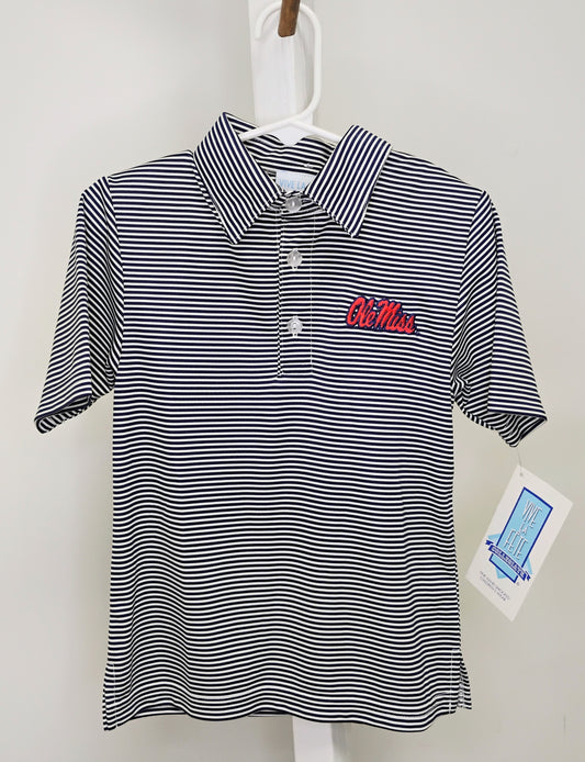 Ole Miss College Striped Boy Polo