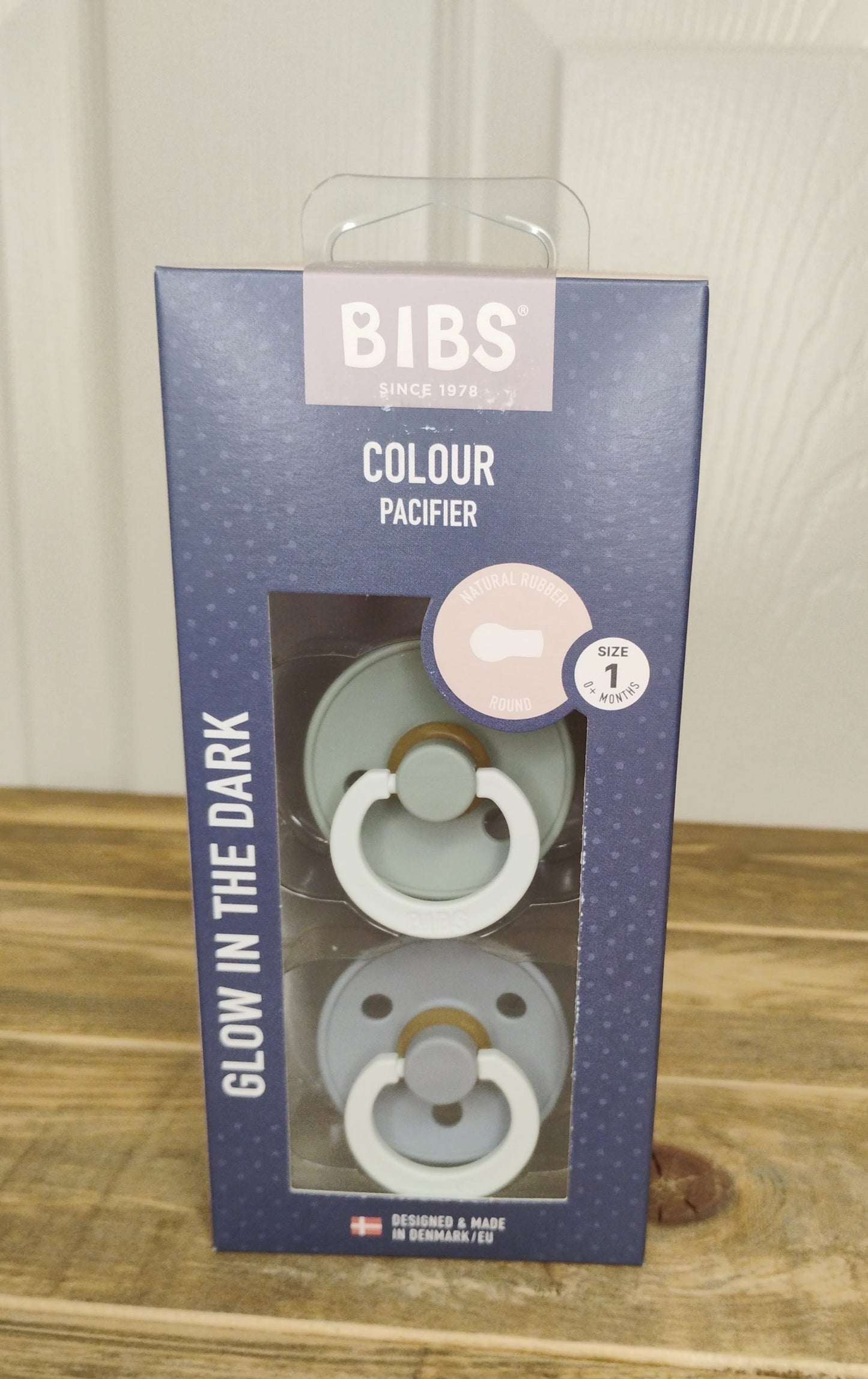 BIBS Glow in the Dark Pacifiers (Size 1, Size 2) (Blue, Sage)
