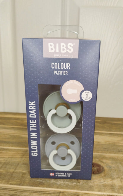 BIBS Glow in the Dark Pacifiers (Size 1, Size 2) (Blue, Sage)